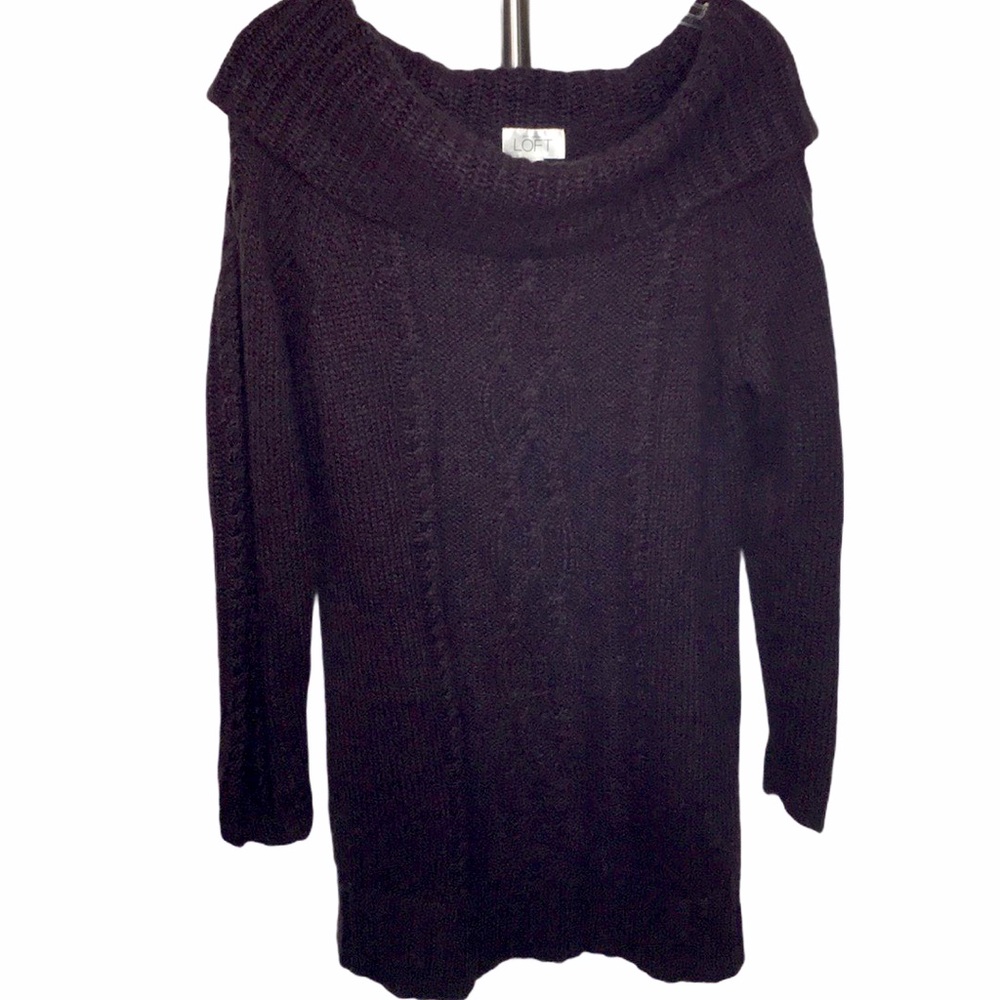 Ann Taylor LOFT Mohair Blend Off Shoulder Longline Tunic Sweater
